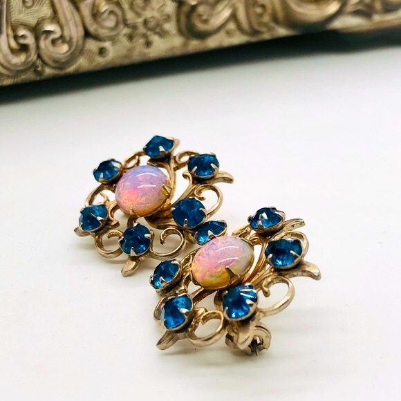 Vintage Opal Rhinestone Scatter pin Brooch Set - Picture 5 of 11